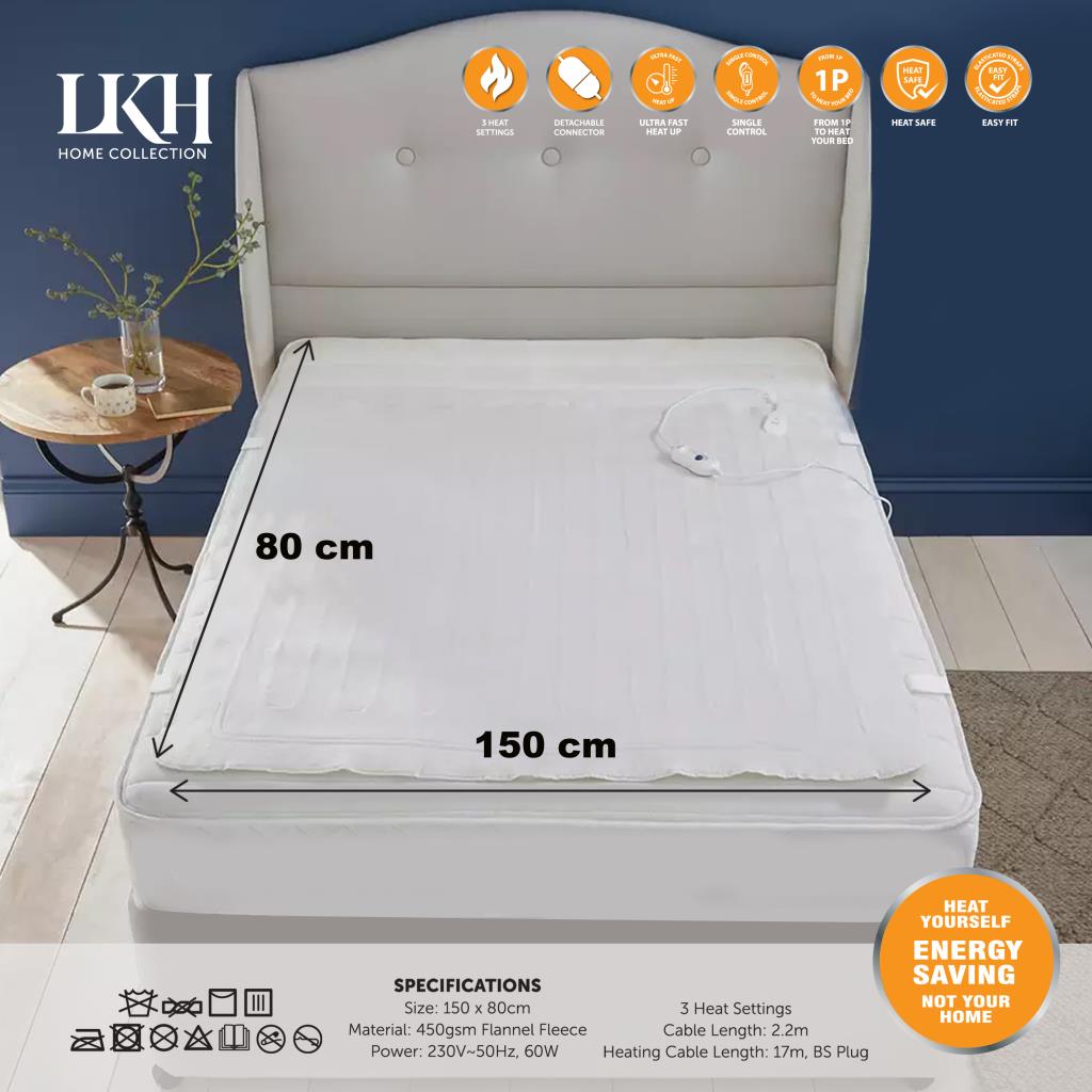 Electric Under Blanket Heated Cosy Warm Fleece Fast Heat Single Double King Size Electric Under Blanket Heated Cosy Warm Fleece Fast Heat Single Double King Size